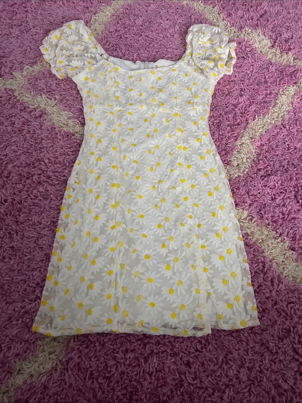 Altar'd State White Dress with Yellow Daisy Print
